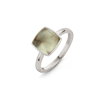 Bague One More Pantelleria en or blanc et prasiolite sur nacre