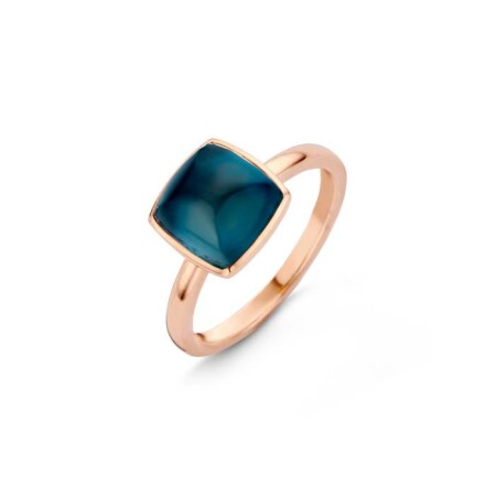 Bague One More Pantelleria en or rose et Topaze Blue London sur nacre