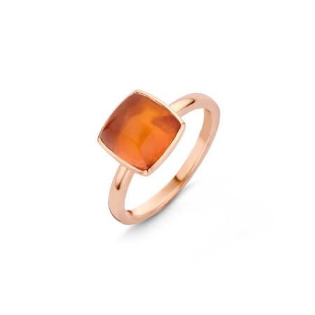 Bague One More Pantelleria en or rose et quartz sur agate orange