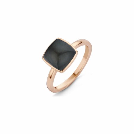 Bague One More Pantelleria en or rose quartz sur obsidienne arc en ciel