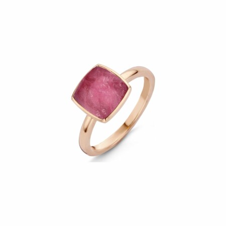 Bague One More Pantelleria en or rose et cristal de roche sur rubis