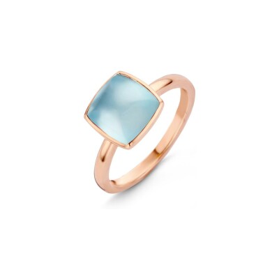 Bague One More Pantelleria en or rose et topaze sky blue sur nacre