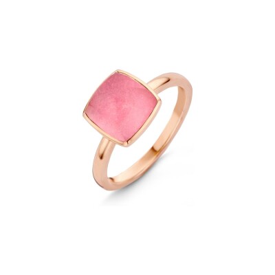 Bague One More Pantelleria en or rose, quartz sur rhodochrosite et nacre