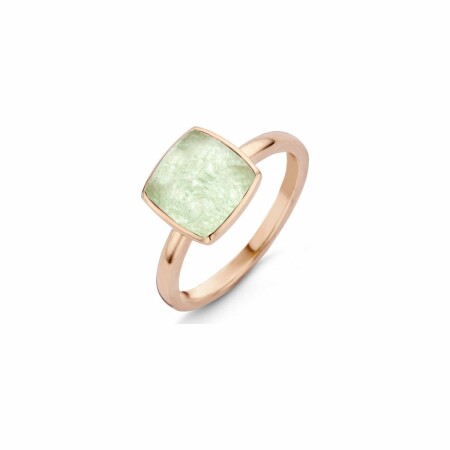 Bague One More Pantelleria en or rose cristal de roche sur aventurine