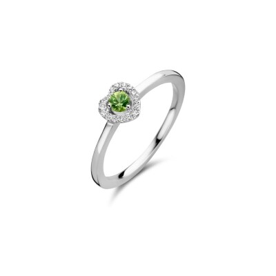 Bague One More Salina en or blanc, diamants et saphir vert