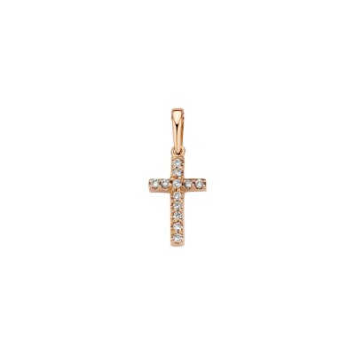 Pendentif croix One More Ischia Basic en or rose et diamants