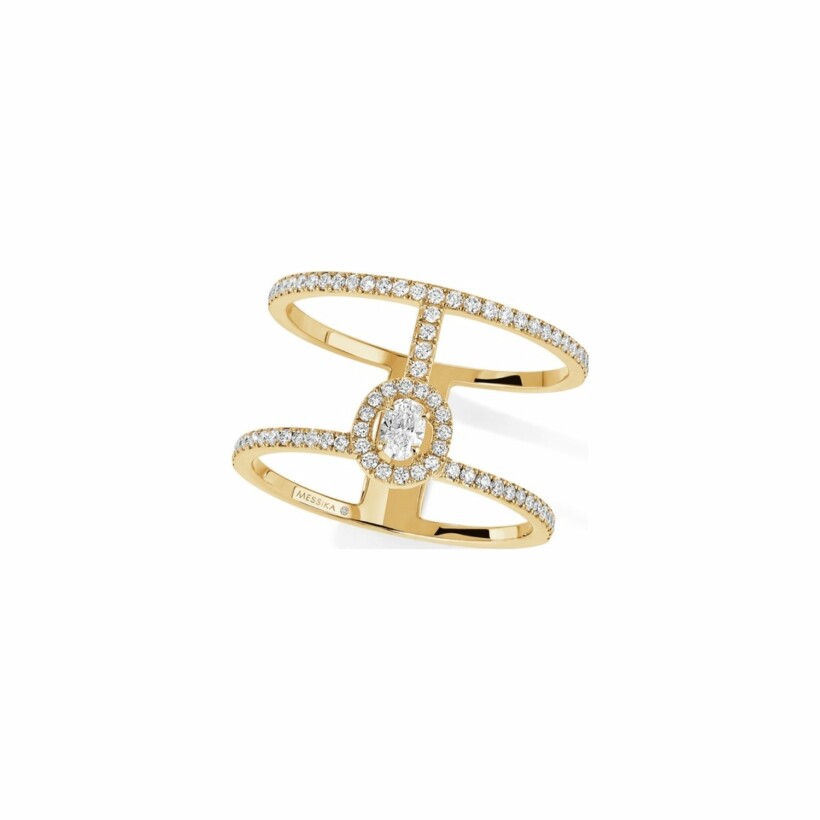 Messika Glam’ Azone 2-row pave ring, yellow gold, diamonds