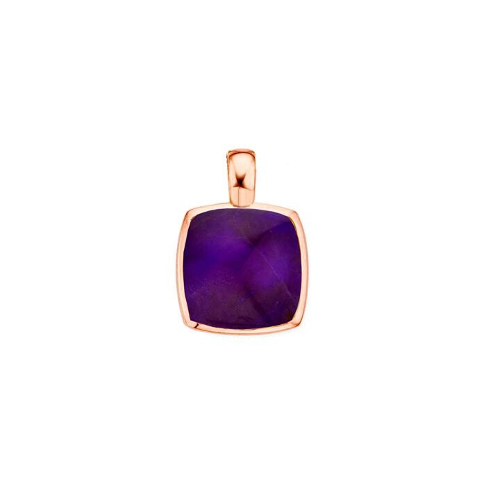 Pendentif One More Pantelleria en or rose, quartz et sugilite sur nacre