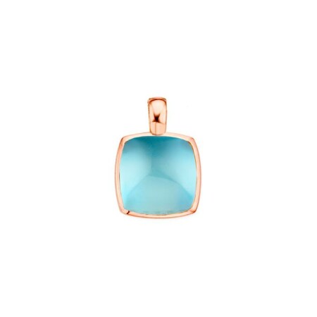 Pendentif One More Pantelleria en or rose et topaze sky blue sur nacre