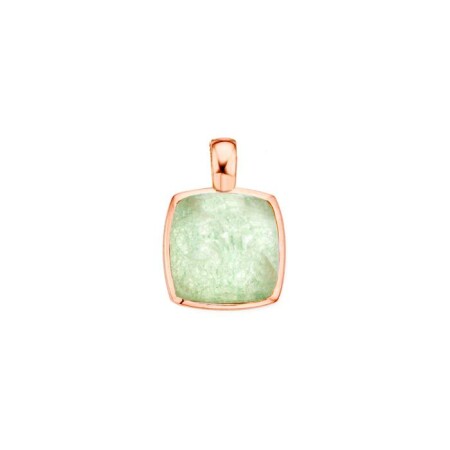 Pendentif One More Pantelleria en or rose et cristal de roche sur aventurine