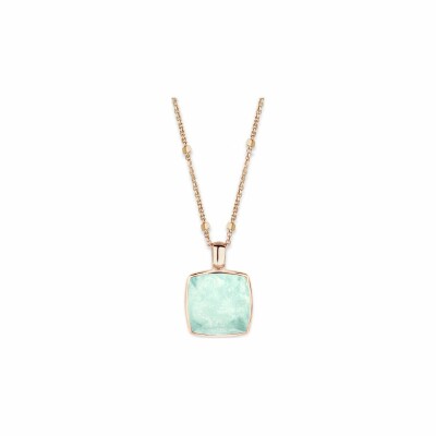 Pendentif One More Pantelleria en or rose et cristal de roche sur amazonite