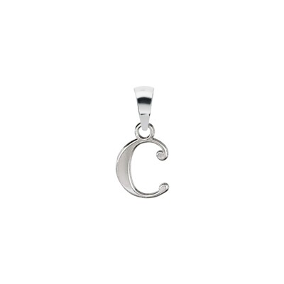 Pendentif initiale Anglaise petit modèle C en argent rhodié