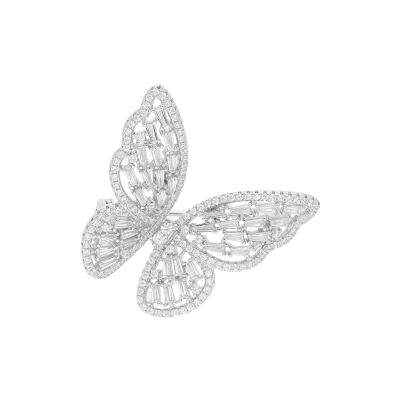 Broche papillon en argent rhodié et oxyde de zirconium