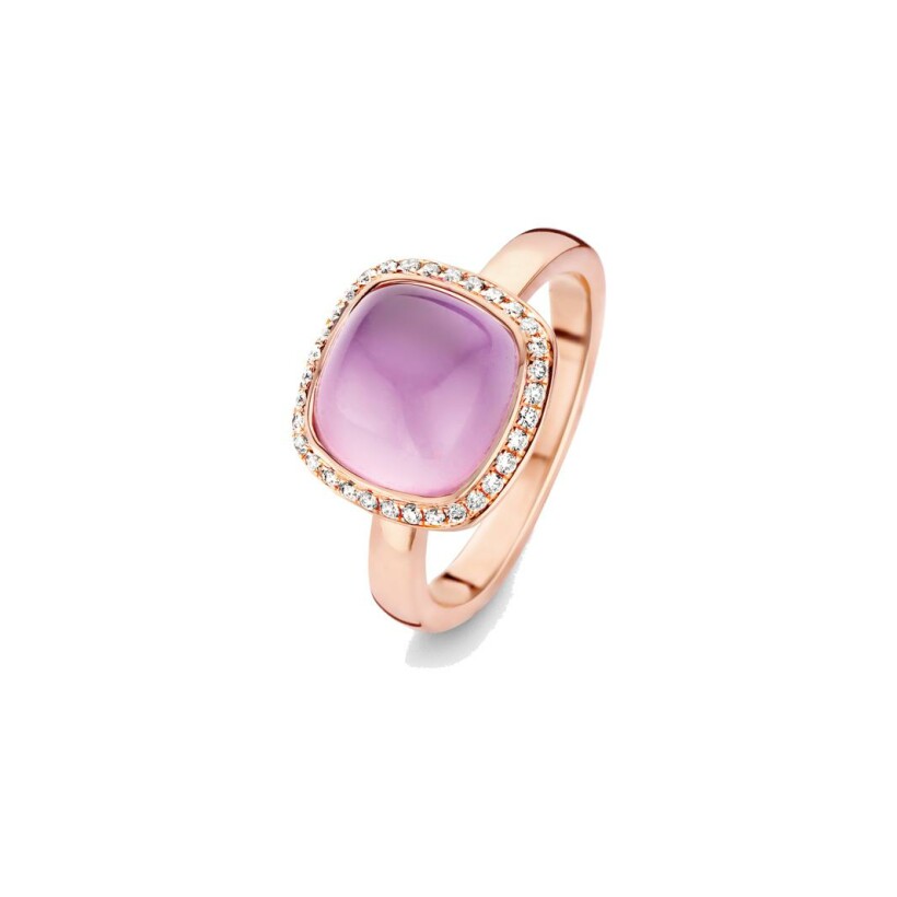 Bague One More Amiata en or rose, améthyste sur nacre et diamants