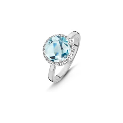 Bague One More Etna en or blanc, topaze bleue sky blue et diamants