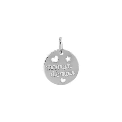 Pendentif Maman d'Amour coeurs en argent rhodié