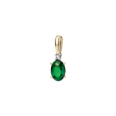 Pendentif en or jaune, or blanc, émeraude et diamant