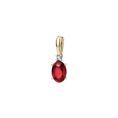 Pendentif en or jaune, or blanc, rubis et diamant