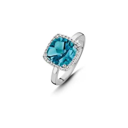 Bague One More Etna en or blanc, topaze london blue et diamants