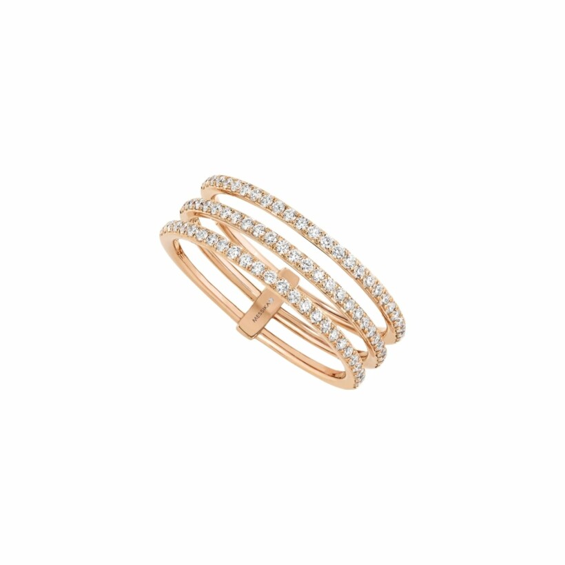 Messika Gatsby 3 Rows ring, rose gold, diamonds