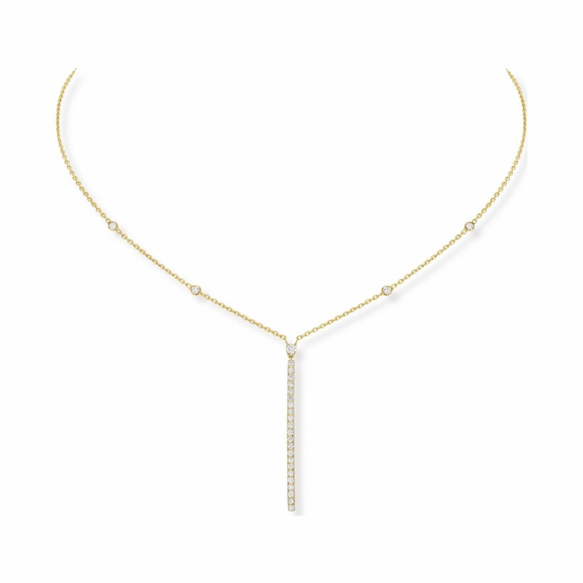 Collier Messika Barette Verticale en or jaune et diamants