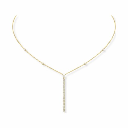 Collier Messika Barette Verticale en or jaune et diamants