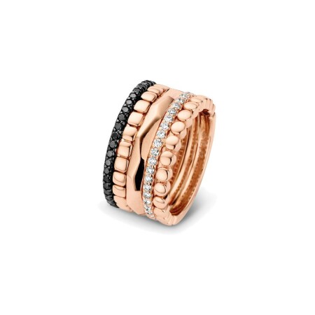 Bague One More Ischia en or rose, diamants et diamants noirs