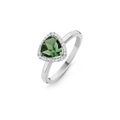 Bague One More Etna en or blanc, diamants et tourmaline verte