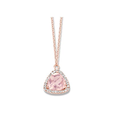 Collier One More Etna en or rose, diamants et quartz rose