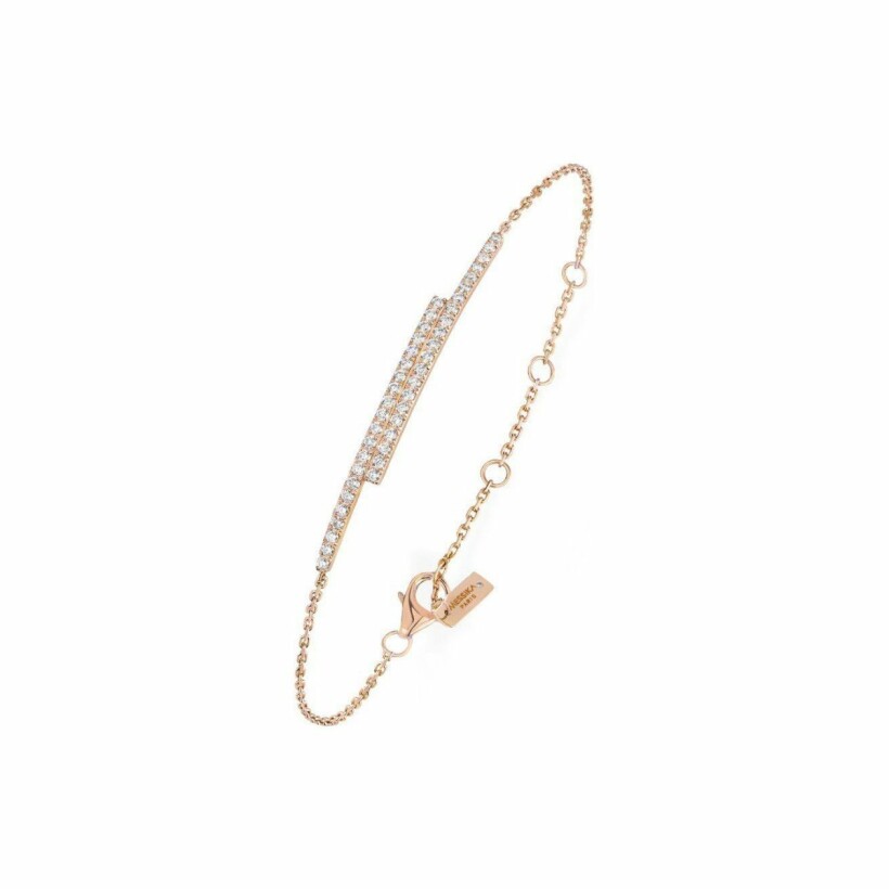 Bracelet Messika barette double en or rose et diamants