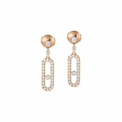 Boucles d'oreilles dormeuses Messika Move Uno en or rose et diamants