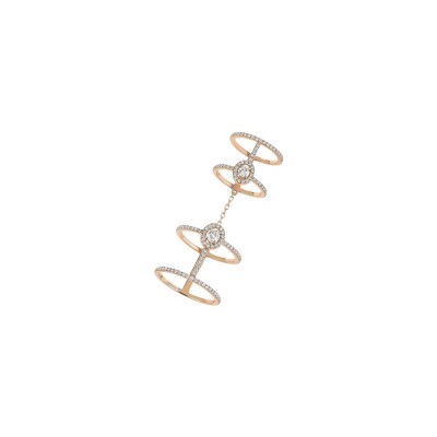 Messika double pavement ring in rose gold and diamonds