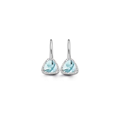 Boucles d'oreilles One More Etna en or blanc, topaze bleue sky blue et diamants