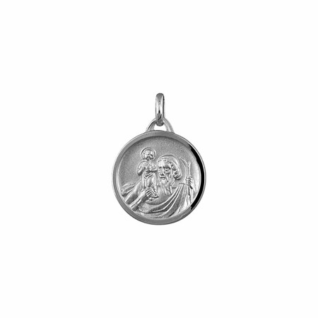 Pendentif rond st christophe 18mm argent rhodié