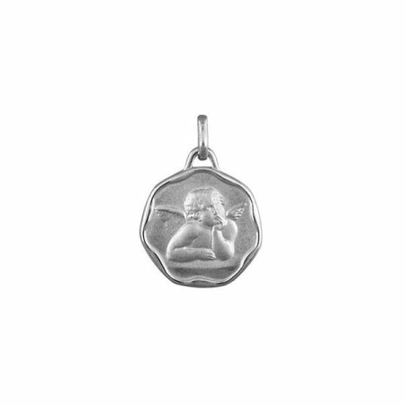 Pendentif style cachet ange argent rhodié