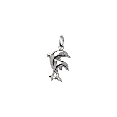 Pendentif double Dauphin en argent rhodié
