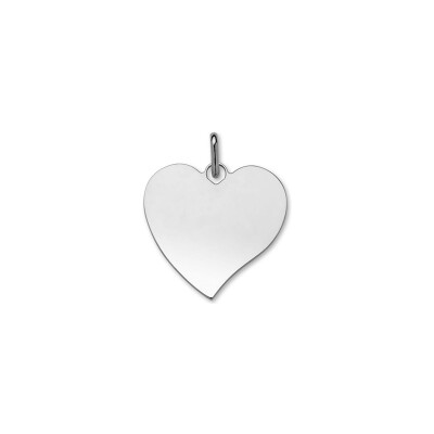 Pendentif coeur grand modèle 35mm en argent rhodié
