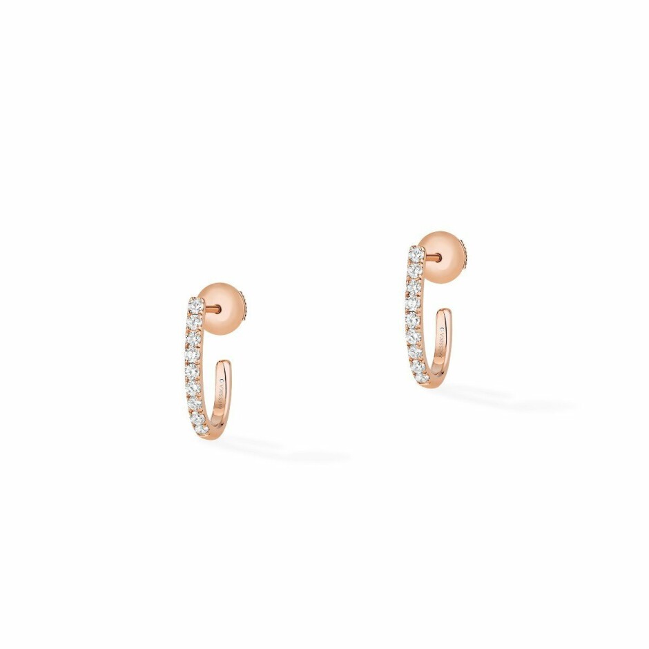 Boucles d'oreilles créoles Messika Gatsby XS en or rose et diamants