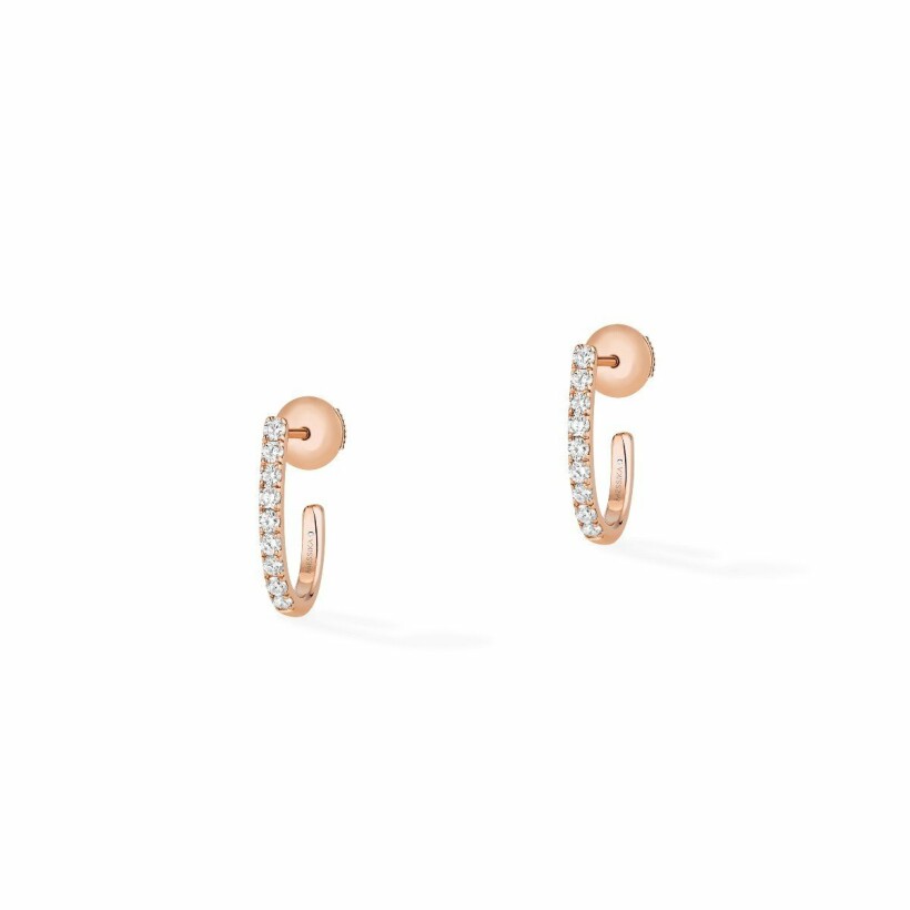 Boucles d'oreilles créoles Messika Gatsby XS en or rose et diamants