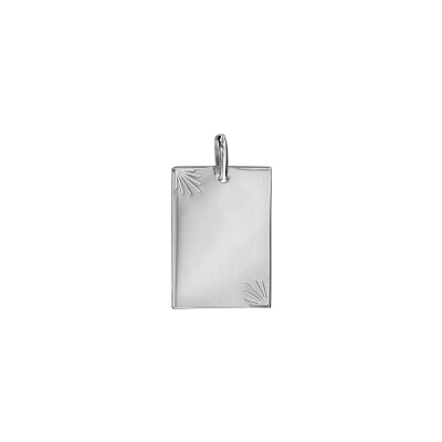 Pendentif plaque diamantée petit modèle 14x20mm en argent rhodié