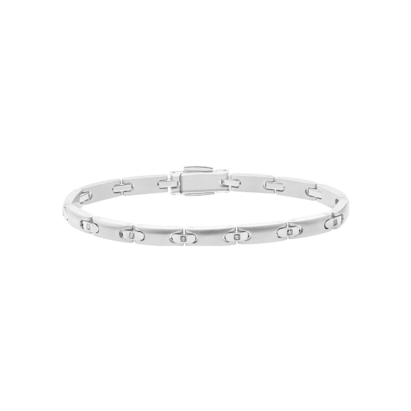 Bracelet Pequignet Moorea en acier et diamants, largeur 5mm