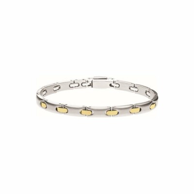 Bracelet Pequignet Moorea en acier et or jaune, largeur 6mm