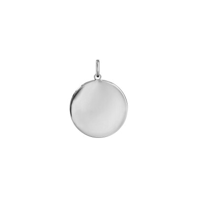 Pendentif rond très grand modèle 30mm en argent rhodié