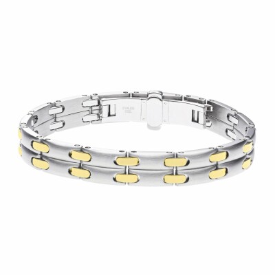 Bracelet Pequignet Moorea en acier et or jaune