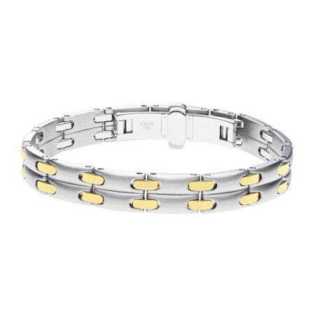 Bracelet Pequignet Moorea en acier et or jaune