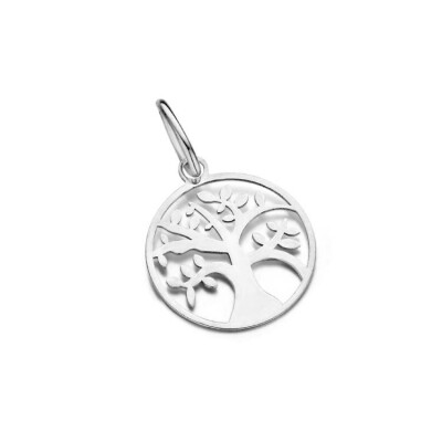 Pendentif arbre diamètre 10.8mm en or blanc