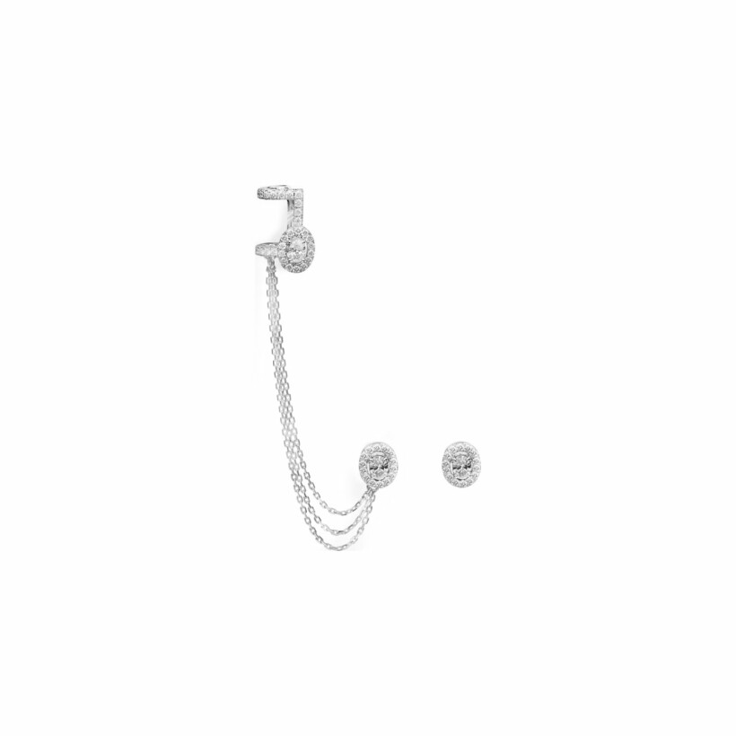 Boucles d'oreilles Messika Rock en or blanc et diamants