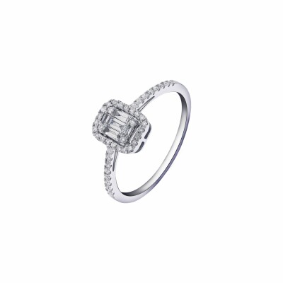 Bague entourage en or blanc et diamants de 0.1ct