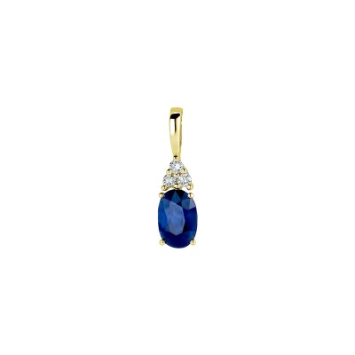 Pendentif en or jaune, saphir et diamant