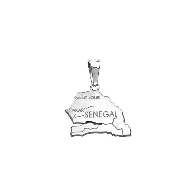 Pendentif carte Sénégal en argent rhodié